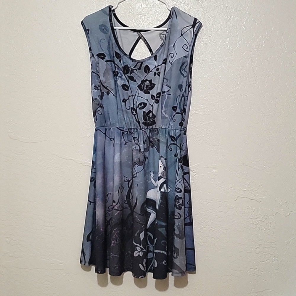 Disney Alice in Wonderland Sleeveless Dress XL Grey, Blue, Black NWOT